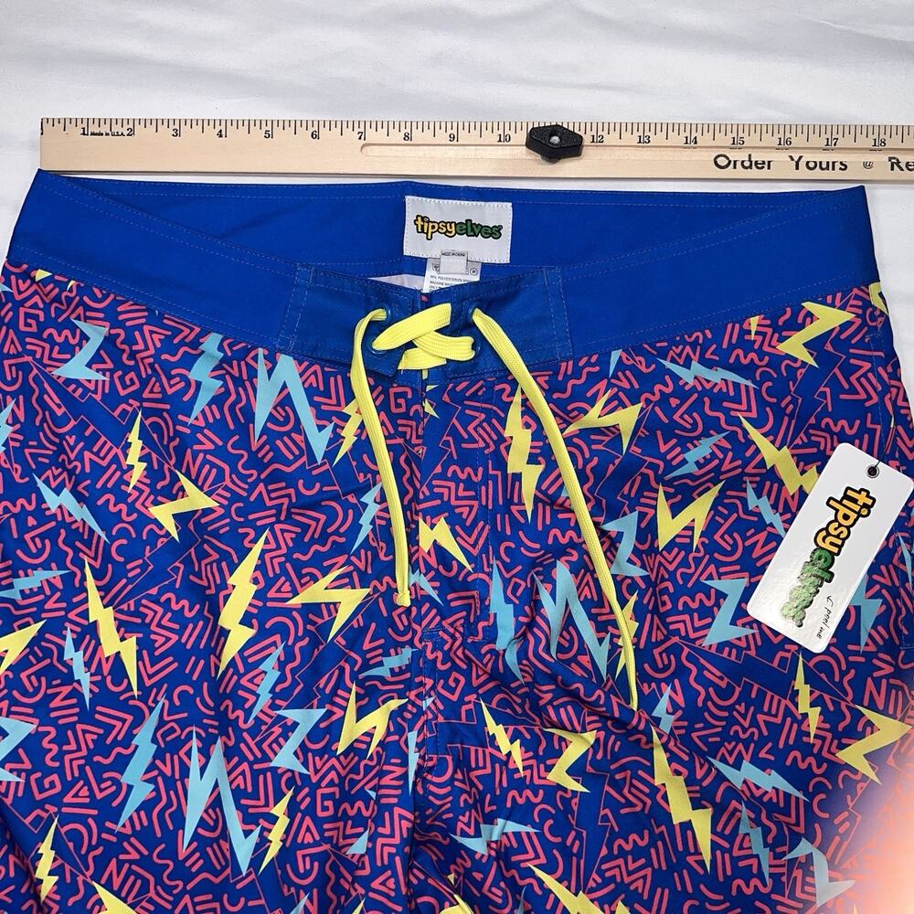 Tipsy Elves Board Shorts Size 34 Grease Lightning Retro 80s Theme Swim NEW NWT - Picture 6 of 13